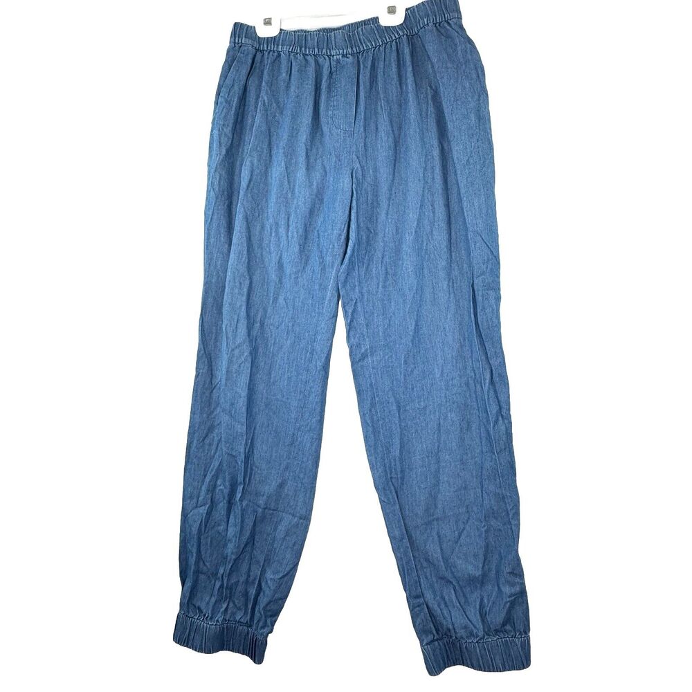 Kate Spade Chambray Jogger Pants‎ Womens 10 Blue Preppy Ankle Stretch